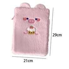 Funda para tableta/portátil con forma de oso esponjoso, tela de peluche suave, diseño de orejas de oso 3D, cara de oso bordada con gafas, decoración con pegatina de conejo, estilo adorable para uso diario, trabajo, viaje, protección de dispositivos, regalo encantador para amantes de los animales, amigos y estudiantes - Multicolor - Ver 6