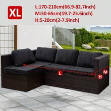 1pc Corn Kernel Jacquard Outdoor Sofa Seat Cushion Cover, Water-Resistant Solid Color Polyester Elastic Removable Half-Wrapped Sofa Cushion Cover, For Patio, Terrace, Garden Sofa - Dark Grey - View 9