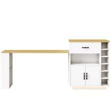 Extendable Kitchen Island With Dining Table, Multifunctional Storage Cabinet With Drawers Doors & Wine Rack, Space Saving Organizer For Kitchen & Dining Room - White - View 5