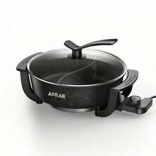 Aoran Multipurpose Electric Hot Pot With A Non-Stick Coated Inner Pot, Easy To Clean And Quickly Heats Up, Multi-Speed Temperature Control, Suitable For 3-5 People, Supports Steaming/Boiling/Stir-Frying/Stewing, Portable For Dorm/Office/Travel, A Must-Have Indoor Hot Pot, Perfect For Family Dinners, An Ideal Birthday Gift For Loved Ones, Enjoy Dual Flavors,  And Durable,  Compact, A Kitchen Appliance Every Hot Pot Enthusiast Must Have. - US A Type Plug(110-127V) - View 10