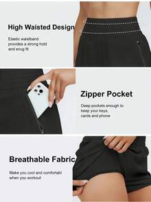 EBIOSVE 3PCS Women's Athletic Yoga Shorts, High-Waisted Comfort Fit, Loose Running Workout Shorts, Breathable Quick-Dry Fabric, Sporty Style Biker Short Workout Summer Running Workout - 3件 - 查看 4