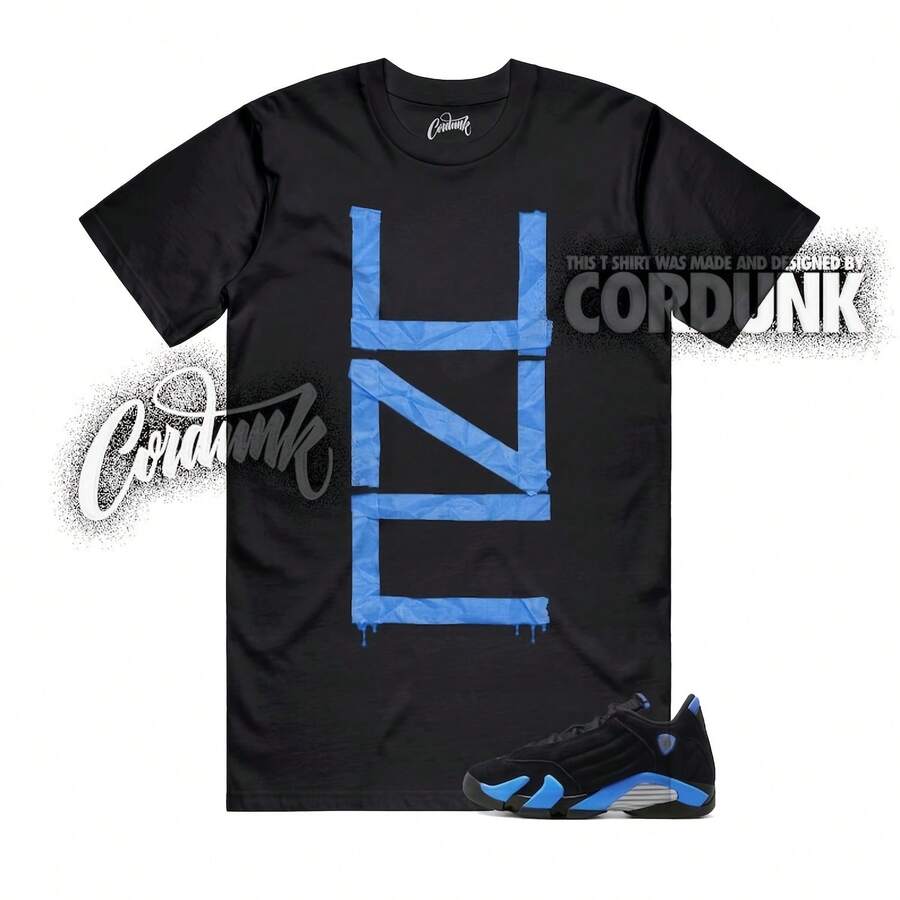 14 University Blue Black Metallic Silver UNC T Shirt Match TAPE - Shape - View 1