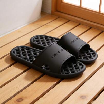 PVC Hollow Breathable Bathroom Slippers, Non-Slip Soft Bottom Quick-Dry Unisex Home Shower Flip Flops