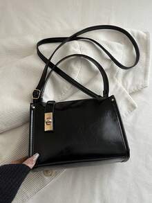 欧美风格百搭时尚手提包，奢华女士拉链单肩包，小众旅行及工作托特包 - 黑色 - 查看 1