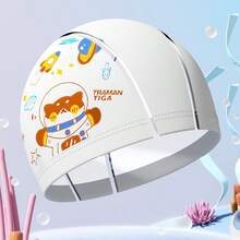 中学生PU卡通印花泳帽，防水涂层，弹性舒适，不夹头 - 彩色 - 查看 4