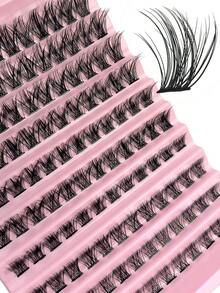 Hinarin 120pcs Cluster False Eyelashes 8-16mm Length Fine & Natural And Realistic Makeup Effect Suitable For DIY Eyelash Extension Made Of High-Quality Synthetic Material - D - View 3