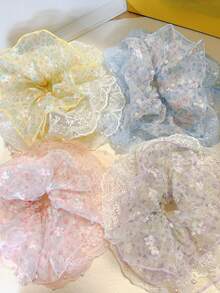 1 chiếc dây buộc tóc mùa hè bằng polyester họa tiết hoa nhí thanh lịch, ren hoa đính ngọc trai giả, đường kính lớn, thích hợp buộc tóc đuôi ngựa, sử dụng hàng ngày, khi đi du lịch, nghỉ lễ, chụp ảnh, buộc tóc, dùng khi rửa mặt, phụ kiện tóc trang điểm tại nhà, phòng tập thể dục, phụ kiện nữ, phụ kiện đội đầu, dây chun buộc tóc. - Nhiều màu - Xem 5