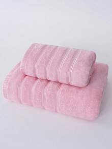 1pc/2pcs Modern Minimalist Fashion Line Pattern Bamboo Fiber Towel & Bath Towel (Lightweight), Non-Shedding, Highly Absorbent, Super Soft, Durable Bathroom Accessory, Best Gift For Partner. Towel Size: 40*75cm, Bath Towel Size: 70*140cm - Light Pink - View 9