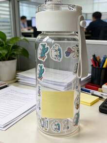 SANRIO Cốc tự làm không in hình dành cho học sinh, cốc đơn giản và dễ sử dụng, cốc nhựa chống rơi vỡ có ngăn đựng trà, bình nước chịu nhiệt (kèm sticker ngẫu nhiên) - Màu Xám nhạt - Xem 8