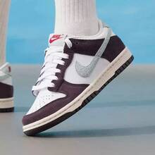 Nike Giày thể thao thường ngày DUNK LOW dành cho trẻ em - Trắng/Tím đậm - Xem 8