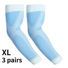 3 Unisex Outdoor Fitness Arm Sleeves: Breathable, Highly Elastic Compression Sleeves With Moisture-Wicking And Supportive Features-Perfect For Running, Cycling, And Workouts - Blue and White - View 9