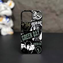 Capa de celular estilosa com tema Green Day, compatível com , Apple, VIVO, OPPO, , ,  e Honor. Feita de TPU, oferece proteção contra impactos e quedas. Um presente ideal para amigos e familiares. - Negro - Ver 1