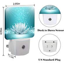 Globos de corazón rosa con luz nocturna, luces de noche enchufables con sensor de anochecer a amanecer para escaleras, pasillo, recámara, ideal para mujeres, niñas y niños, 0.5 W - Flor de loto Zen azul brillante - Ver 3