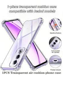 1pc Transparent Airbag Anti-Drop Phone Case Suitable For Redmi A5 (171mm), Note 14 Pro+ 5G, Note 14 Pro 5G, Note 14 5G, Note 13 Pro+, Note 13 Pro 5G, Note 15 Pro And 15. The Phone Case Has A Soft And Comfortable Touch, Anti-Slip, Anti-Sweat, Anti-Fingerprint, And Wear-Resistant. - Clear - View 2