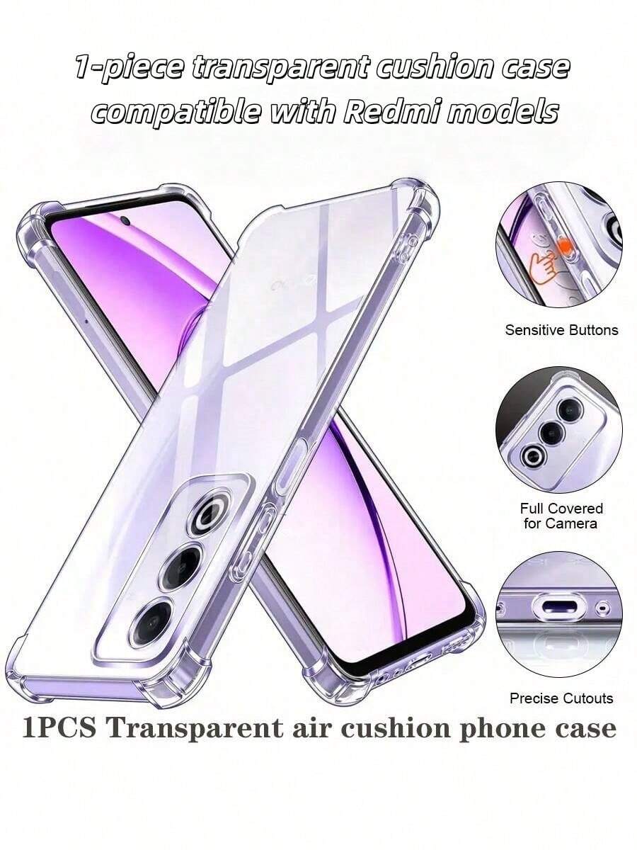 1pc Transparent Airbag Anti-Drop Phone Case Suitable For Redmi A5 (171mm), Note 14 Pro+ 5G, Note 14 Pro 5G, Note 14 5G, Note 13 Pro+, Note 13 Pro 5G, Note 15 Pro And 15. The Phone Case Has A Soft And Comfortable Touch, Anti-Slip, Anti-Sweat, Anti-Fingerprint, And Wear-Resistant.