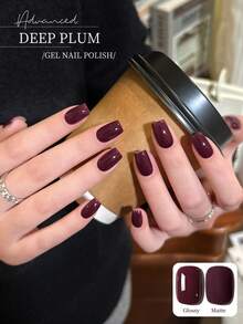 1 Botella de 15ml Esmalte de uñas en gel color ciruela, unicolor, removible, sin necesidad de limpiar, adecuado para todas las estaciones - rojo morado - Ver 4