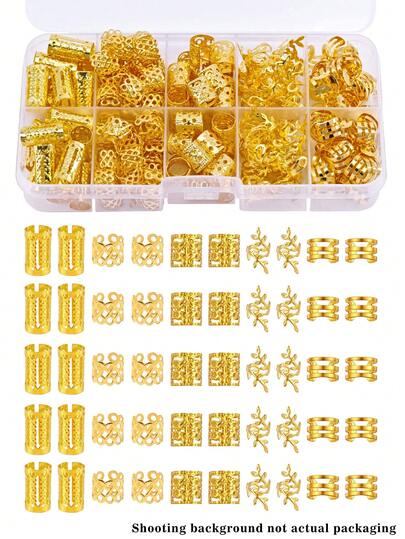 50 chiếc phụ kiện tóc màu vàng, trang sức tóc tết, vòng cài tóc điều chỉnh được cho tóc dreadlocks dành cho bé gái