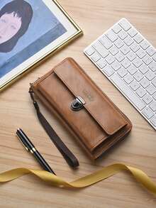 Nueva cartera larga de moda para hombres, embrague con gran capacidad, ranuras para múltiples tarjetas y cierre de cremallera para uso empresarial - Multicolor - Ver 13