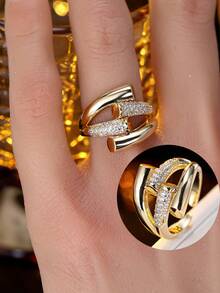 1枚不对称独特叠戴戒指，时尚高级感，适合派对、聚会、通勤等各种场合。 - 開口戒指 - 查看 3