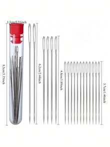 40pcs Premium Stainless Steel Sewing Needles, 7 Sizes Large Eye Sharp Point Sewing Needles, Leather Embroidery Needles With Threader, Suitable For Hand Sewing Arts And Crafts - B - View 7