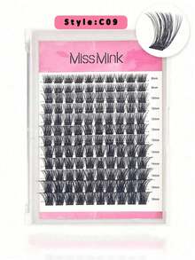 Miss Wink 12 排混合长度 12-16 毫米 0.07 毫米 C/D 卷曲防水貂皮睫毛，144 件加长丰盈睫毛延长，适合日常化妆或外出 - 黑色 - 查看 7