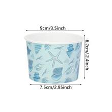 10pcs/20pcs/50pcs Light Blue Ice Cream Paper Cups, Ocean Theme Paper Snack Bowls With Starfish And Shell Patterns, 2.4 Inch Height, Suitable For Beach Party, Summer Pool Party, Hawaiian Theme Party, Birthday Party, Unisex Theme Party - Multicolor - View 2