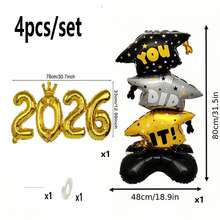 4pcs 2026+ Jumbo Graduation Cap Balloon Stand Set (Includes Straw + Ribbon), Suitable For Campus Graduation Ceremony, Graduation Celebration Decor, Indoor/Outdoor Graduation Party Photo Backdrop, Graduation Season Theme Balloon Decor - Graduation Season + 2026 - View 10