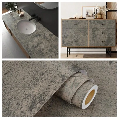 1 Cuộn Giấy Dán Tường Tự Dính Họa Tiết Vết Nứt Xi măng Cũ Phong Cách Công Nghiệp Cổ Điển Trang Trí Phòng Ngủ, Phòng Khách, Cải Tạo Nhà Cửa