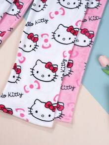 Bộ 2 món đồ ngủ flannel chính hãng Sanrio, quần ngủ nữ Hello Kitty dễ thương, họa tiết hoạt hình KT màu hồng, đồ ngủ mùa thu thời trang. - Nhiều màu - Xem 4