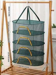 1pc Portable Foldable Multi-Function Food Drying Basket With Windproof Mosquito Net Cover, Suitable For Drying Vegetables, Fruits And Dried Fish Snacks - Multicolor - View 18