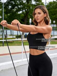 Tank Top Olahraga Wanita Warna Polos, Cocok Untuk Berbagai Aktivitas Luar Ruangan - Hitam - View 5