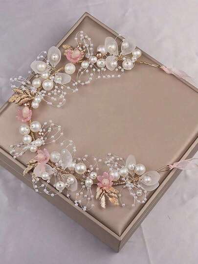 1pc Korean Style Delicate Hair Band Crown Headband For Daily Wear And Wedding Party, Forest Design