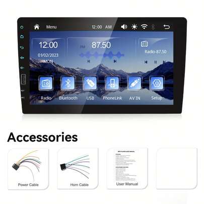 9 Inch Touch Screen HD MP5 Car Multimedia Player With Carplay And Android Auto, Featuring FM Radio Receiver And Support For Rearview Connection, Without Battery