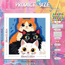 1 pieza/2 piezas Juego de pintura numérica con gato negro de dibujos animados, material de lienzo, tema de mascota linda, pintura numérica hecha a mano, pintura de animales, manualidades de colorear, regalo de Halloween y Navidad para adultos, decoración del hogar - Rosa Oxidada - Ver 10