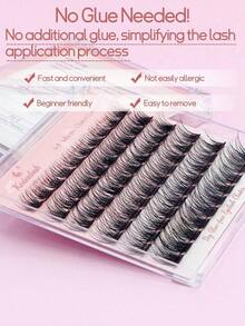 60pcs Self-Adhesive False Eyelashes, Press-On Lash Clusters, Natural Look, 10-16mm, No Glue Needed, Easy To Wear - 黑色 - 查看 5