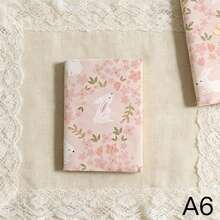 Adjustable Fabric Book Cover, Cute Pink Rabbit & Ditsy Floral Washable Anti-Scratch Notebook/Planner Protective Case, Fits A5/A6 Size - Flower Rabbit - View 12