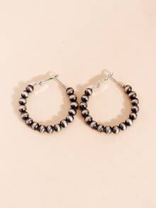 1对手工串珠大号耳环 - 彩色 - 查看 3