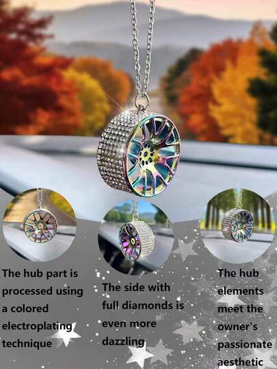 1pc Wheel Pendant Car Interior Rearview Mirror Decor Accessory