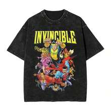 Washed T Shirt Invincible Omni Man Hip Hop Fashion T-Shirt Oversize Streetwear Short Sleeve Graphic Printed Tops Tees Men Womensummer Outfits For Women100 Percent Cotton Anime Shirt Vintage T Shirts - 黑色 5 - 查看 11