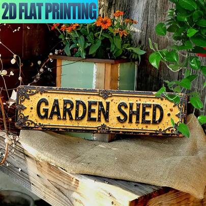 2D Flat, 1pc Vintage "Garden Gazebo" Metal Sign - Countryside Floral Pattern Wall Decor, Size 16.0x4.0 Inches, Suitable For Home, Farmhouse Decor And Outdoor Porch Space | Unique Rectangular Wall Art | Ideal Holiday Gift For Christmas, Halloween, Valentine's Day, Garden Decor, Retro Metal Sign, Retro Style, German Text Metal Sign, Home Decor, Apartment Decor, Wall Decor, 2D Flat