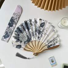 2pcs Vintage Floral Folding Fan With Tassel And Fan Sleeve– Handcrafted Chinese Style Dance Accessory, Portable And Decorative For Everyday Use And Special Occasions - 2PCS - 查看 6