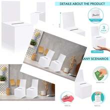 3 Pcs Raffle Boxes Ballot Box For Fundraising 6 X 6 X 6 Inch Cardboard Box With Slot For Ticket And Removable Header Donation Boxes For Collecting Busin Card Voting Contest White - White 3 PCS - View 1