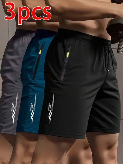 Bộ 3 món: Quần short nam tối giản, rộng rãi, nhẹ, nhanh khô, quần short thể thao thời trang cỡ lớn, quần short nam thường ngày.