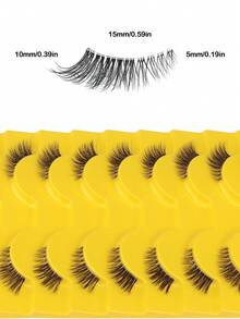 NAIJEMA 10 pares de pestañas postizas de media-ojo naturales, pestañas de ojo de gato, pestañas de ojo de zorro, pestañas de visón falso esponjosas, pestañas 3D suaves y ligeras, pestañas postizas naturales, pestañas alargadoras, adecuadas para fiestas y uso diario - Negro - Ver 3