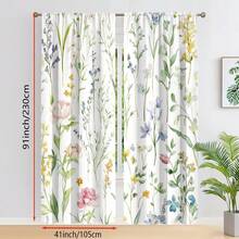 2PCS Watercolor Floral Curtains, Pole Pocket Design To Protect Privacy, Bohemian Style Colorful Flower Design Suitable For Bedrooms And Living Rooms - Multicolor - View 9