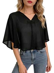 1 chiếc khăn choàng voan mỏng nhẹ, phụ kiện váy mùa hè cho nữ, áo khoác chống nắng thời trang tối giản. - Nhiều màu - Xem 7