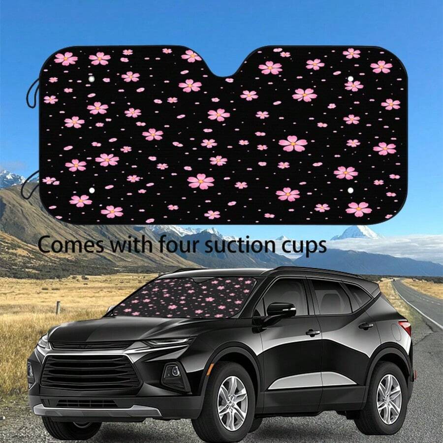1 pieza Parasol de coche con diseño de flor de cerezo rosa, parasol de coche de verano para bloquear la luz solar, los rayos UV y el calor, proteger el interior del coche - Flores de cerezo - Ver 1