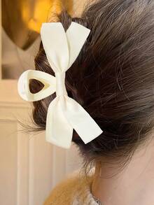 2pcs Hair Clips, 2 Colors, Ribbon Bow Hair Clips, Large Bow Hair Clips, Hair Accessories For Girls (Black & White) - Multicolor - View 8