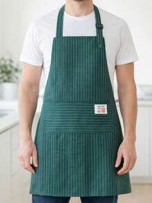 1pc Linen Chef Apron, Striped Pattern, Adjustable Shoulder Straps, Fashionable Double Pockets, Kitchen Essential, Stain-Resistant And Easy To Clean, Suitable For Kitchen Cleaning, Seafood Cooking, Outdoor BBQ, Camping And Picnic - Multicolor - View 10