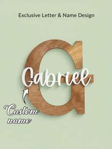 1pc Customized 5mm Wooden Plaque Personalized Name Sign Engraved Wall Decoration Home Gift For Baby Room Decor - Beige - View 2